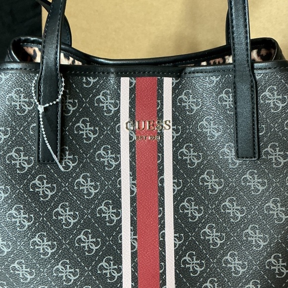 Guess Black and Red Logo Tote - Picture 2 of 11